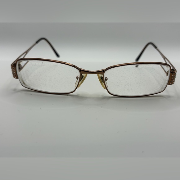 Accessories - Rectangular Metal Reading Glasses in Brown and Gold